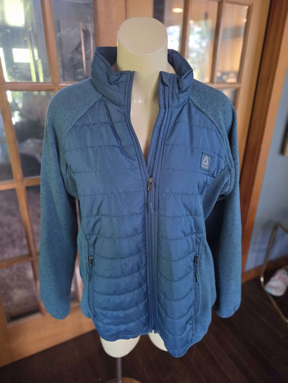 Reebok Women's Teal Quilted Hybrid Jacket